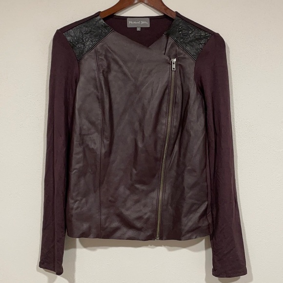 Michael Stars Leather Front Moto Jacket - Picture 1 of 8